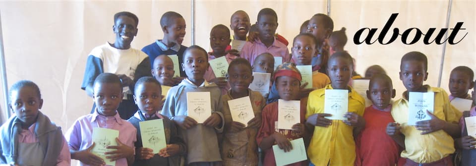 Slideshow image: Kenyan boys holding programs. text: about